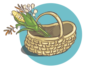 basket with an ear of corn