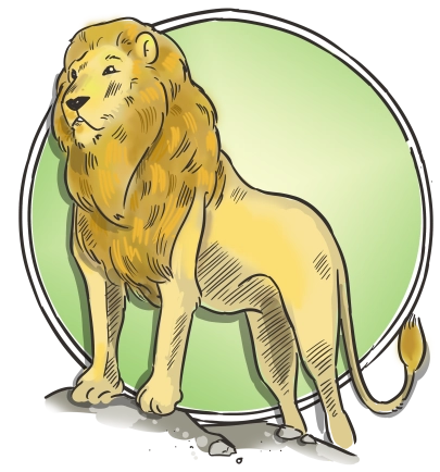 illustrated lion standing